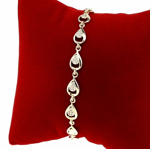 4308 Bransoletka złota elegancka cyrkonie 18,5cm pozłacana 14k Aisadi