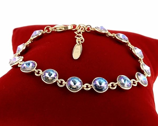 606 Bransoletka elegancka Austrian Crystal złota cyrkonie 17+3 pozłacana 14k Xuping