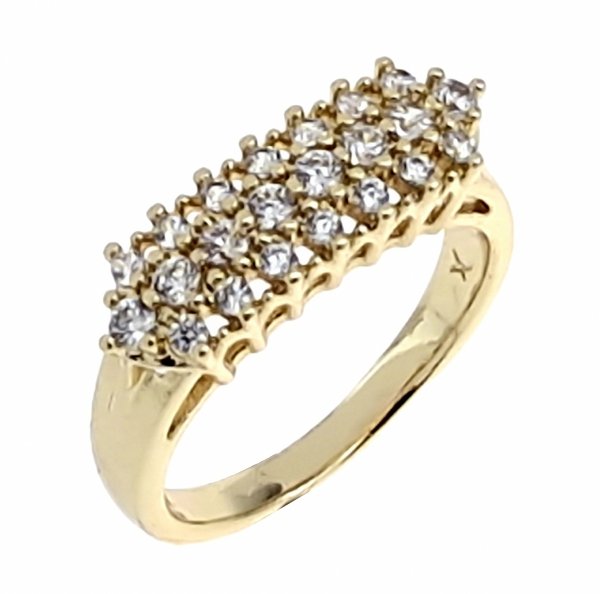 290H Pierścionek złoty zaręczynowy błyszczący cyrkonie pozłacany 14k