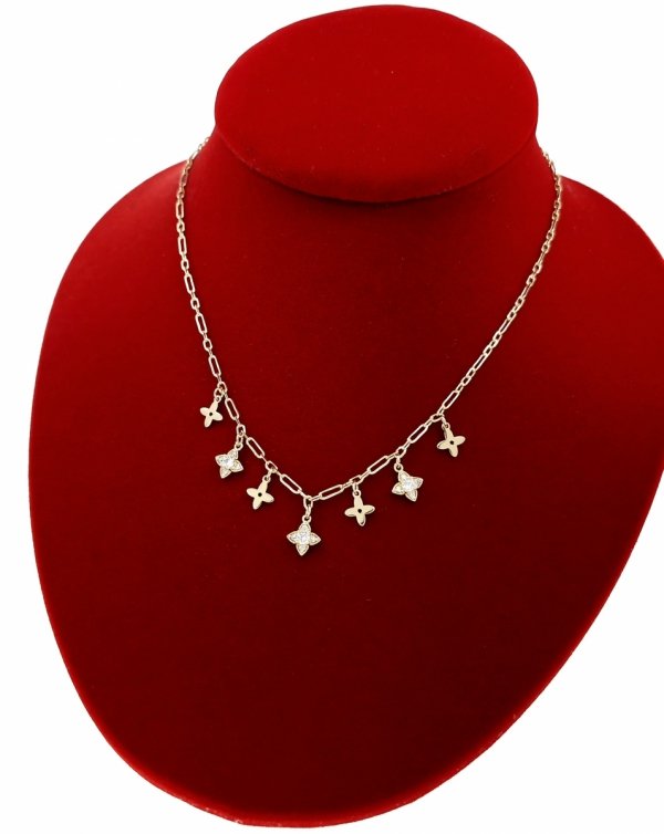 1960 Złoty łańcuszek naszyjnik 39+5cm pozłacany 14k cyrkonie