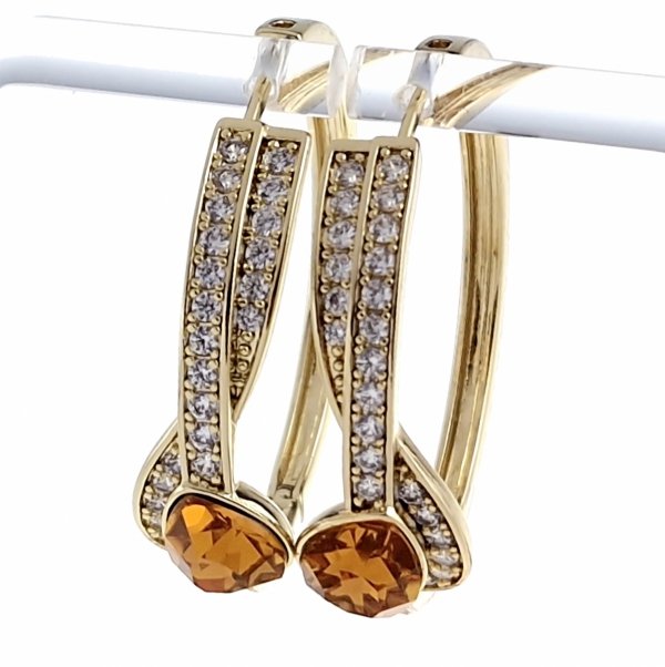 1825 Kolczyki złote pozłacane Austrian Crystal wiszące 14K cyrkonie Xuping 