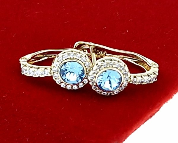1117a Kolczyki złote Austrian Crystal pozłacane cyrkonie wiszące 14K Xuping 