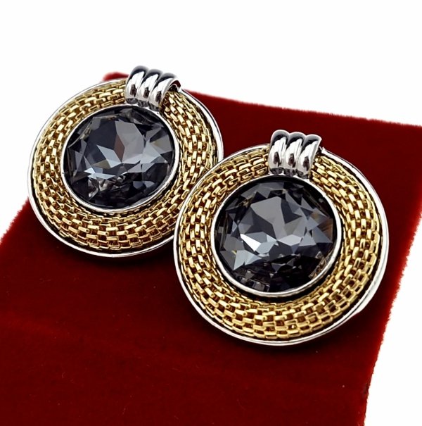 1751Kolczyki srebrne pozłacane białym złotem wtyczki cyrkonie 