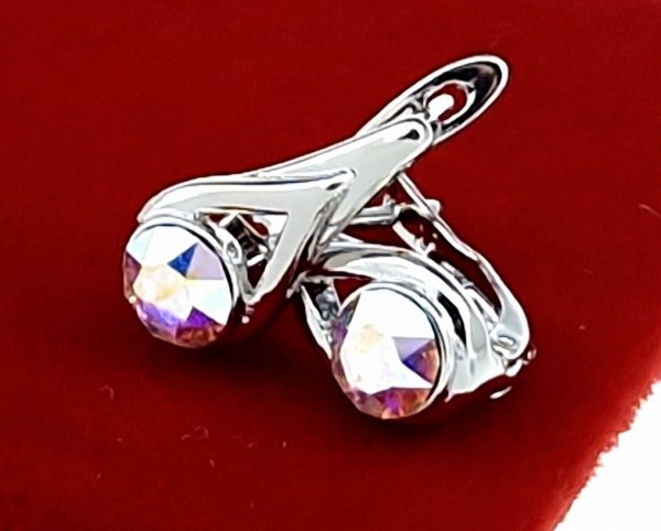 450b Srebrne kolczyki Austrian Crystal pozłacane białym złotem wiszące