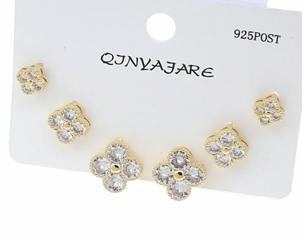 381b Komplet zestaw kolczyki złote pozłacane 14K cyrkonie Viki Lady 