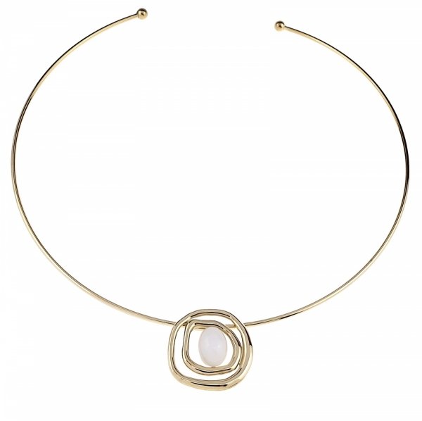 op43 Złoty łańcuszek naszyjnik 42cm stal chirurgiczna 316L celebrytka sztywny choker