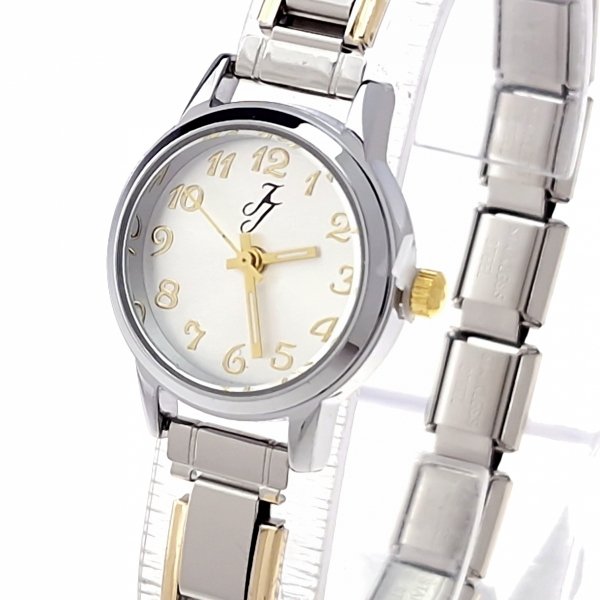 911 Zegarek srebrno złoty modułowy stal nierdzewna na gumce rozciągliwy 