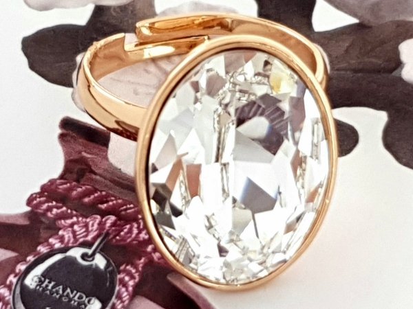 4461 Pierścionek 17,30mm złoty Austrian Crystal zaręczynowy pozłacany 