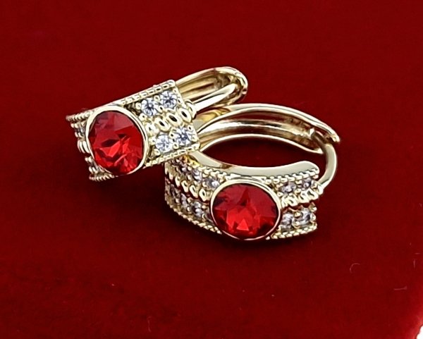 1495 Kolczyki złote pozłacane 14k wiszące Austrian Crystal