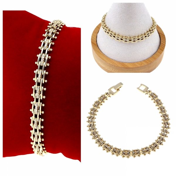 1153 Bransoletka elegancka cyrkonia złota 19cm pozłacana 14k Xuping