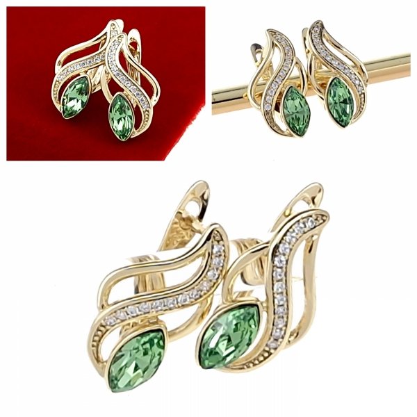 2405a Kolczyki złote pozłacane Austrian Crystal wiszące 14K cyrkonie Xuping 