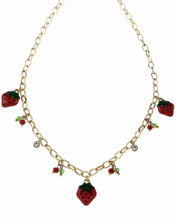 @2478 Złoty łańcuszek 45+5 naszyjnik stal chirurgiczna nierdzewna 316L truskawki