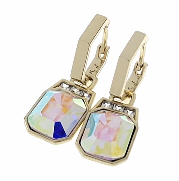 2157 Kolczyki złote pozłacane Austrian Crystal wiszące 14K cyrkonie Xuping 