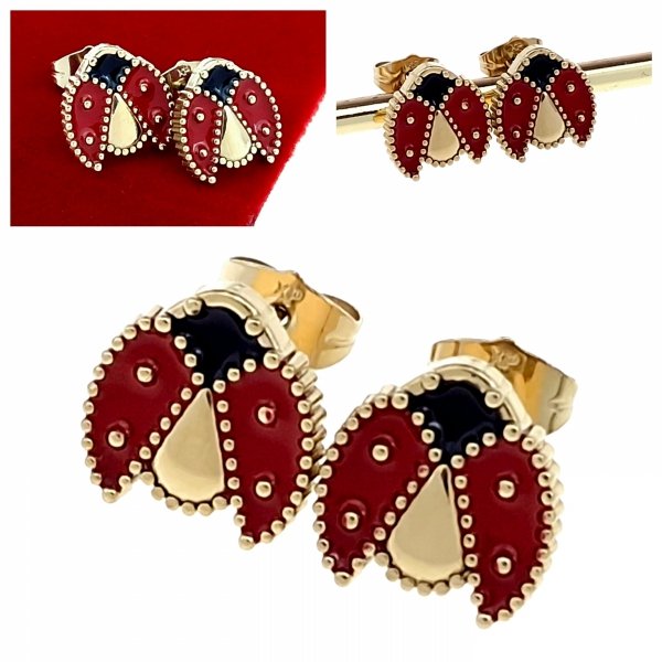 13b Kolczyki złote stal chirurgiczna 316L nierdzewna wtyczki biedronki