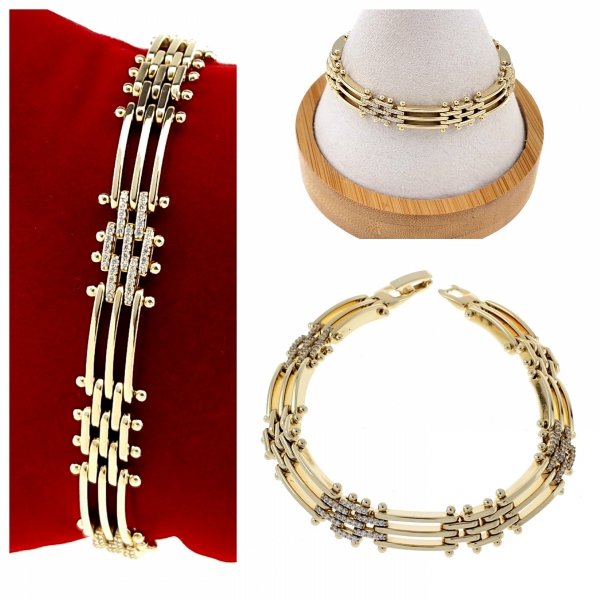 1921h Bransoletka elegancka złota 19cm pozłacana 14k Xuping cyrkonie 