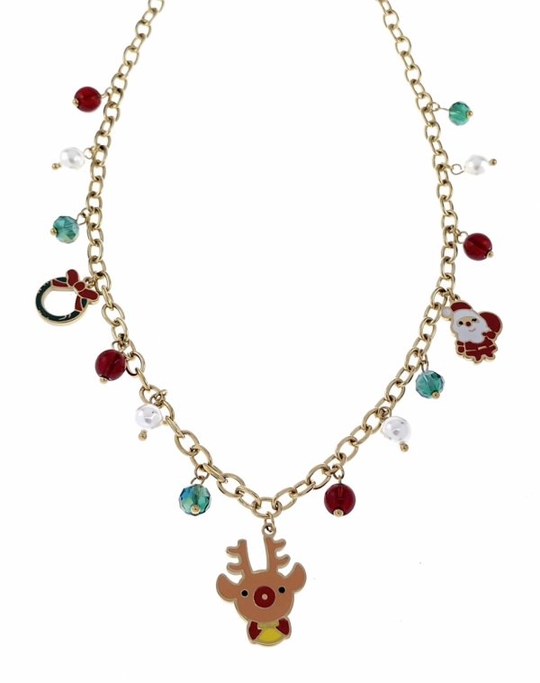602 Złoty łańcuszek świąteczny 45+5 naszyjnik stal chirurgiczna Boże Narodzenie święta renifer Mikołaj