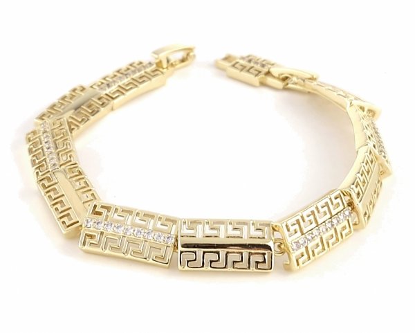 533c Bransoletka złota elegancka 19cm cyrkonie pozłacana 14k Viki Lady