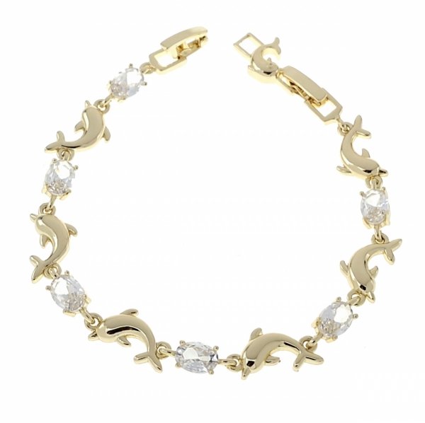 1800d Bransoletka elegancka złota 17+2cm pozłacana 14k cyrkonie