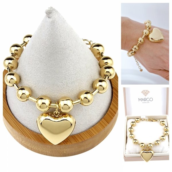 387b Bransoletka złota 19+5 stal chirurgiczna 316L Aisadi serce