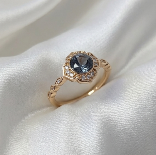 727b Pierścionek złoty pozłacany 18k cyrkonie Austrian Crystal