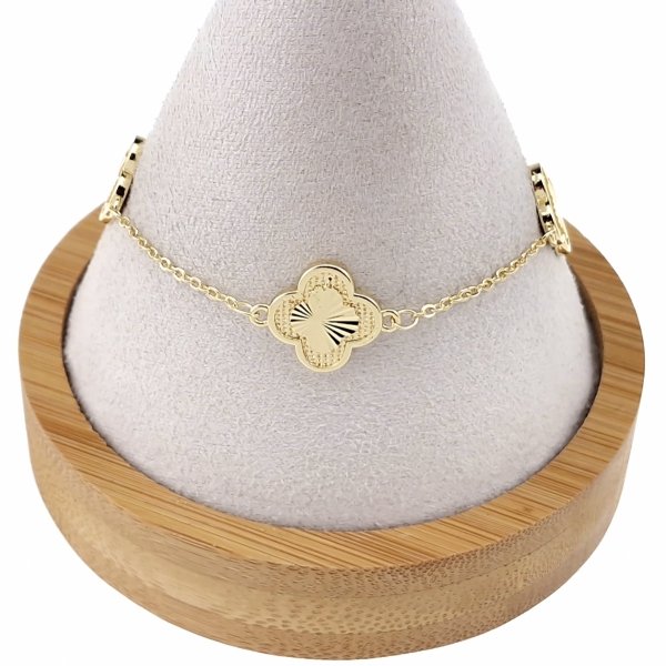 736 Bransoletka elegancka złota 18+3cm pozłacana 14k koniczyna marokańska