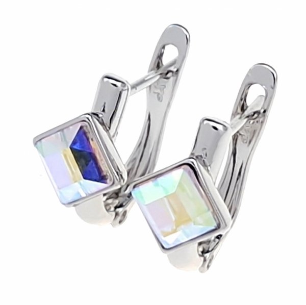 4426 Srebrne kolczyki Austrian Crystal pozłacane białym złotem wiszące