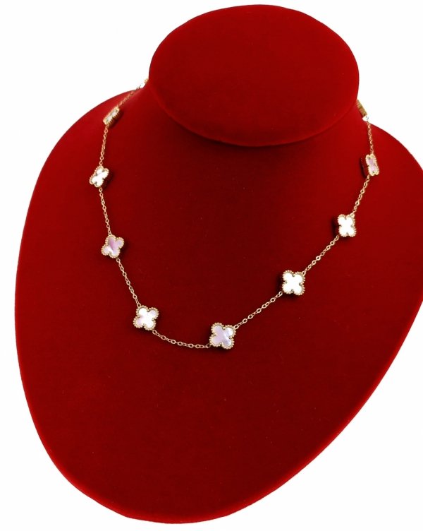 @1682 Złoty łańcuszek naszyjnik 41+5 stal chirurgiczna 316L celebrytka koniczyna marokańska