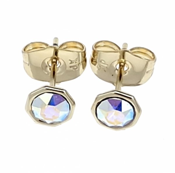 1117b Kolczyki złote pozłacane 14k wtyczki Austrian Crystal