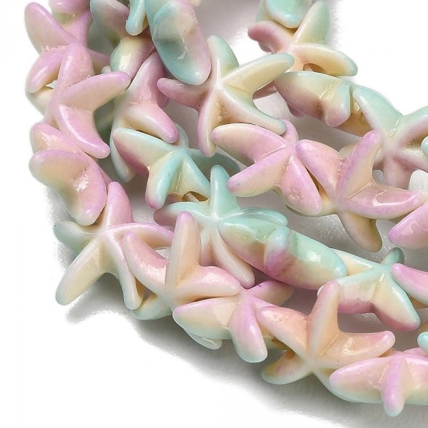 sz308 Syntetyczne koraliki, rozgwiazda 10x10x4mm, sznur 34cm