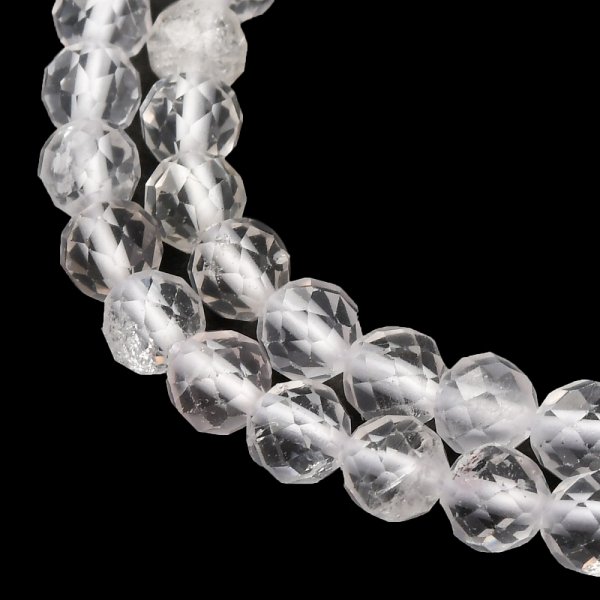 2501 Naturalne koraliki kwarc kryształowy, okrągłe, fasetowane 4mm 39cm