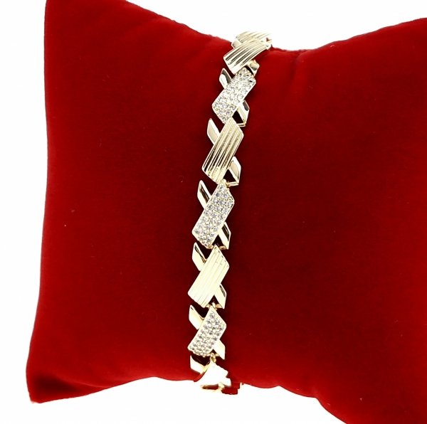 4620 Bransoletka złota elegancka cyrkonie 19cm pozłacana 14k Aisadi
