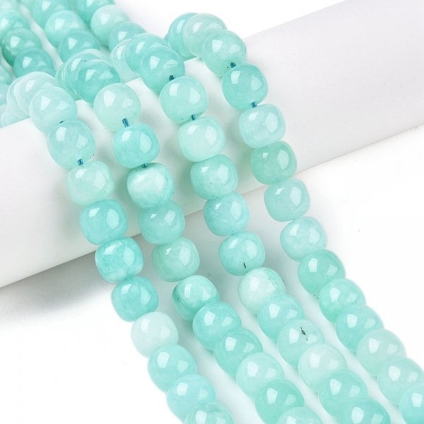 3390 Jadeit jasnoturkusowy kamień naturalny ~10mm pasmo 38cm