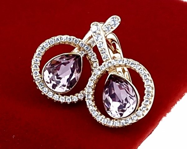4475 Kolczyki złote Austrian Crystal cyrkonia pozłacane 18k Xuping wiszące 