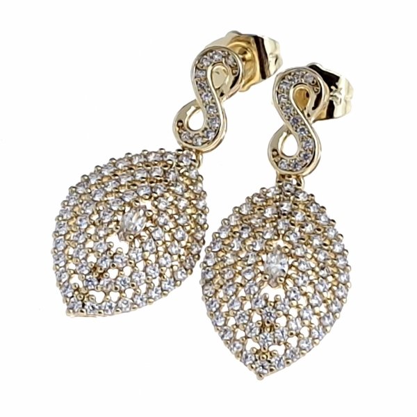 op279 Złoty komplet kolczyki naszyjnik bransoletka pozłacany 14K cyrkonie