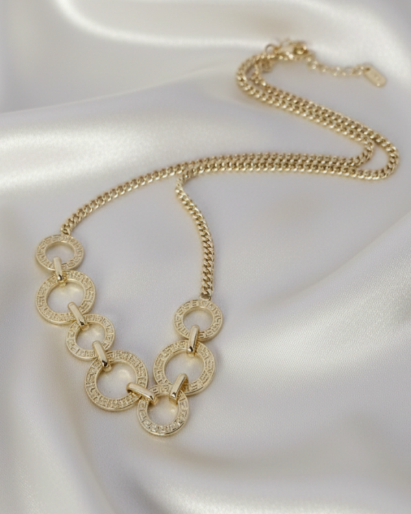 1685 Złoty łańcuszek naszyjnik 40+5cm pozłacany 14k wzór grecki