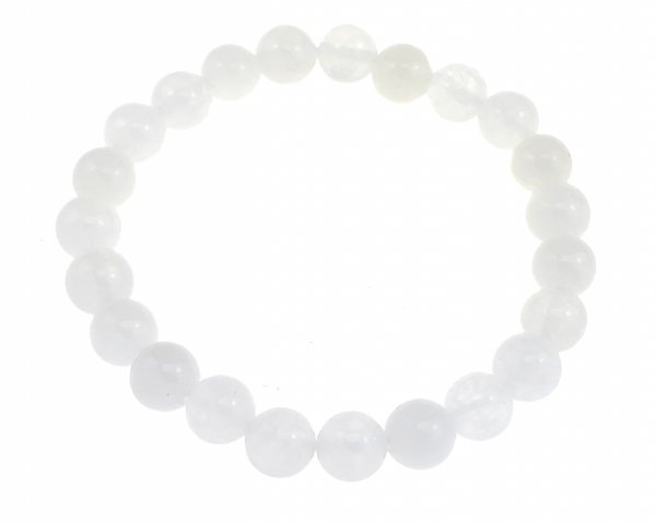 3734c Bransoletka kamień naturalny biały agat popękany na gumce jubilerskiej