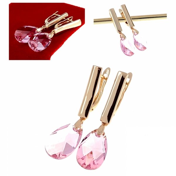 2999 Kolczyki złote Austrian Crystal cyrkonia pozłacane 18k Xuping wiszące