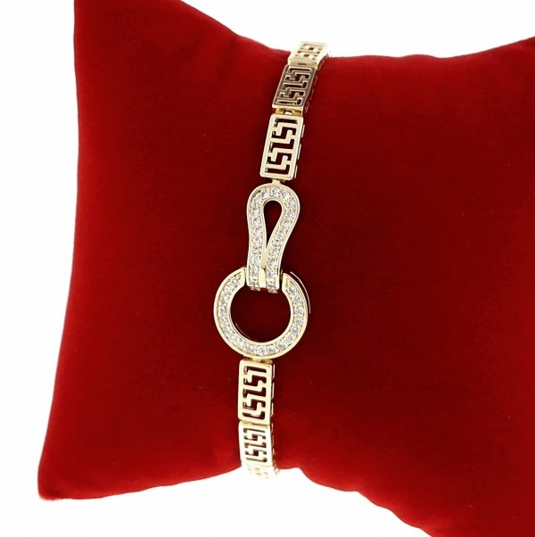 1635 Bransoletka złota elegancka 19cm cyrkonie pozłacana 14k Viki Lady