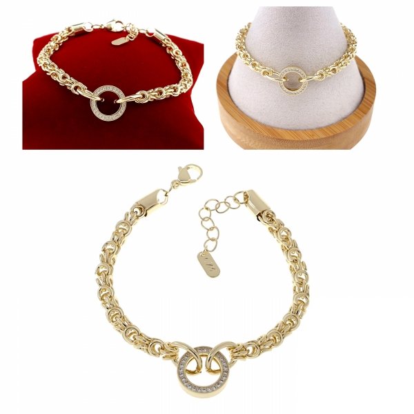 2549 Bransoletka elegancka złota 17+3cm pozłacana 14k cyrkonie