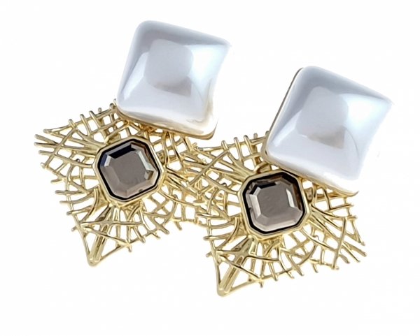 375a Kolczyki złote pozłacane 14k wiszące Austrian Crystal