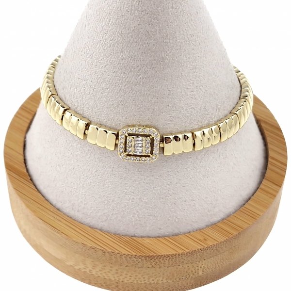 1208 Bransoletka elegancka złota 17+2cm pozłacana 14k Xuping cyrkonie