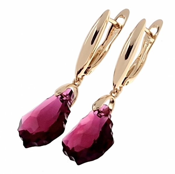 181b Kolczyki złote Austrian Crystal cyrkonia pozłacane 18k Xuping wiszące