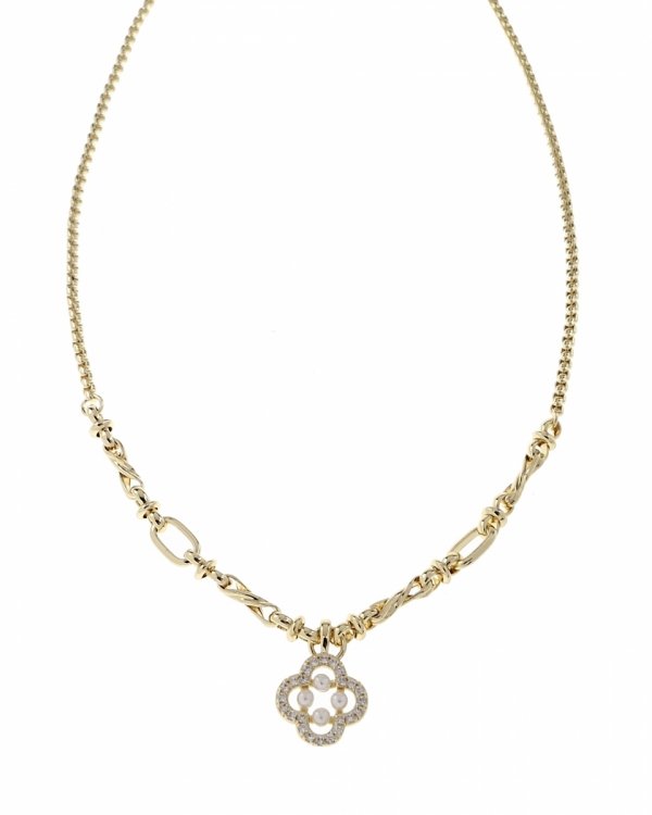 4034 Złoty łańcuszek naszyjnik 40+5cm pozłacany 14k koniczyna marokańska