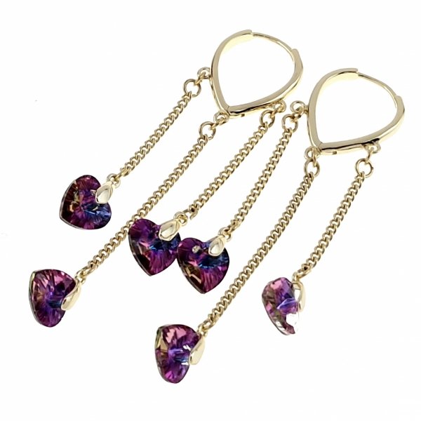 796 Kolczyki złote pozłacane Austrian Crystal wiszące 14K cyrkonie Xuping 