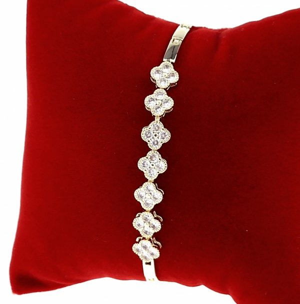 3006 Bransoletka złota elegancka cyrkonie 19cm pozłacana 14k Aisadi