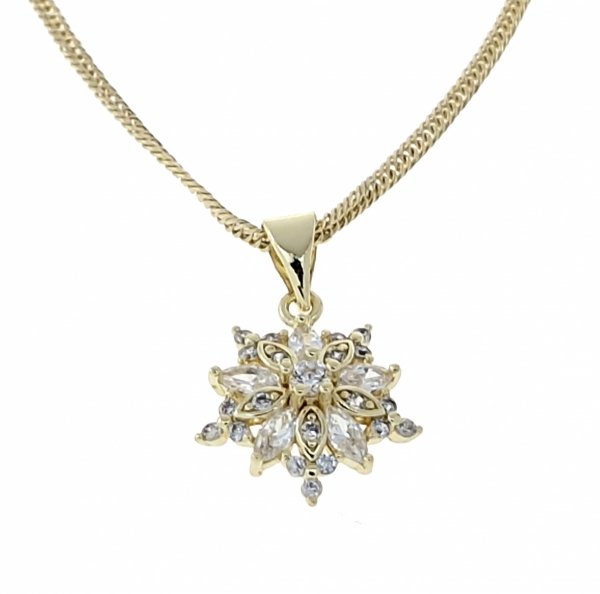 2330h Złota zawieszka błyszcząca pozłacana 14k cyrkonie