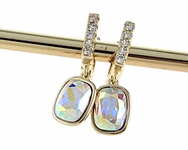 2747c Kolczyki złote pozłacane Austrian Crystal wiszące 14K cyrkonie Xuping 