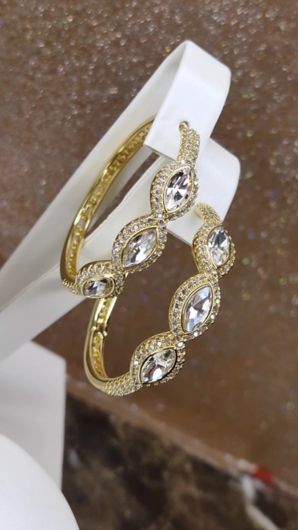 2725 Kolczyki złote pozłacane Austrian Crystal wiszące 14K cyrkonie Xuping 