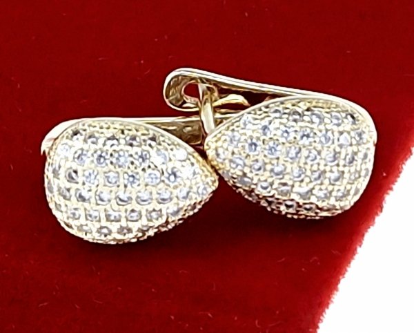 2296 Kolczyki złote pozłacane wiszące 14K cyrkonie Viki Lady 