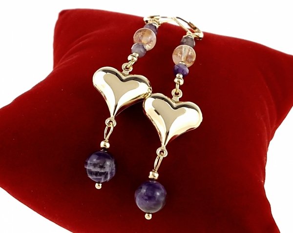 180 Kolczyki złote stal chirurgiczna wiszące cytryn ametyst kamień naturalny